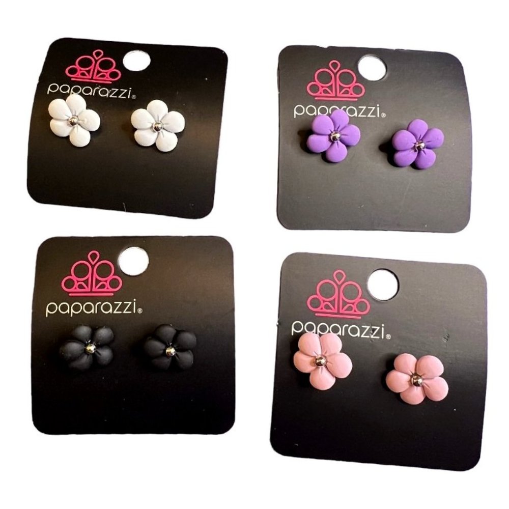 Paparazzi - Flower Earrings - Rhinestone Center - Multiple Colors Available